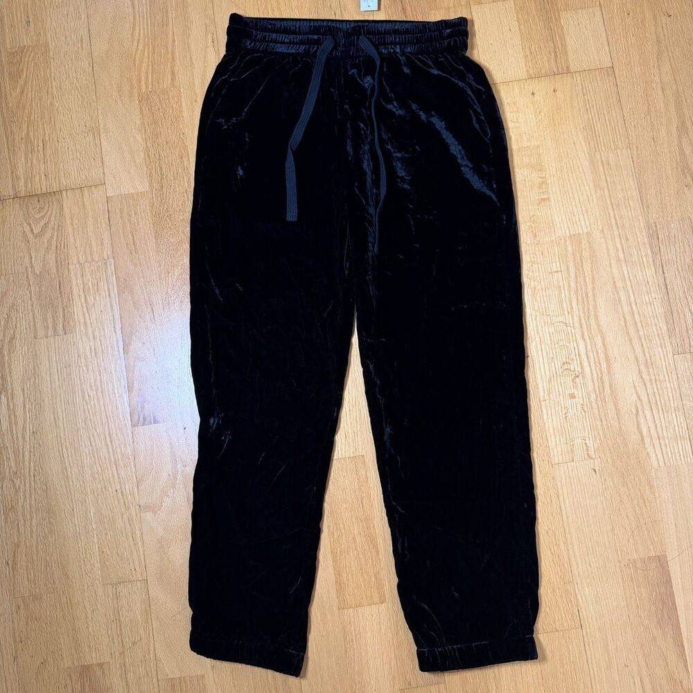 J.Crew NWT Velvet Jogger Pants Black 2 Drawstring Elastic Waist Pockets Lounge